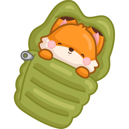 a cute fox inside a sleeping bagのイラスト素材