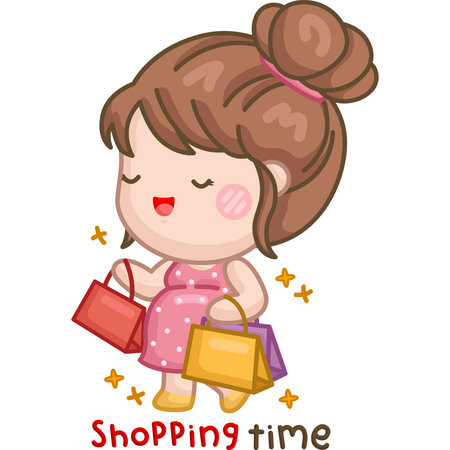 a vector of a pregnant lady shoppingのイラスト素材