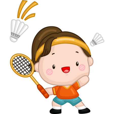 a cute vector of badminton playerのイラスト素材