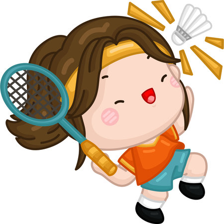 a cute vector of badminton playerのイラスト素材