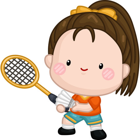 a cute vector of badminton playerのイラスト素材