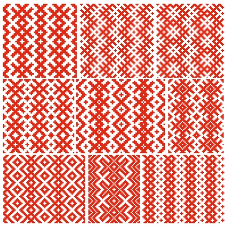 Set of nine belorussian traditional patterns のイラスト素材