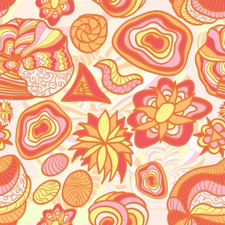 Hand drawn funny orange seamless pattern with different elementsのイラスト素材
