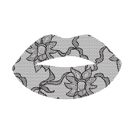Black lacy lips applique  May be used as decoration のイラスト素材