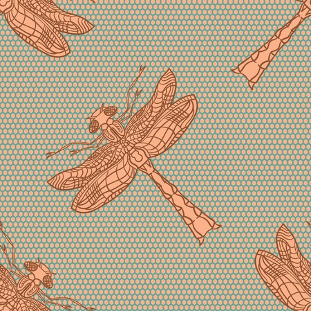 Dragonfly  illustration  Dragonfly seamless patternのイラスト素材