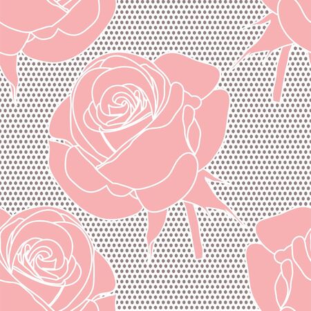 Lace vector fabric seamless  pattern with rosesのイラスト素材