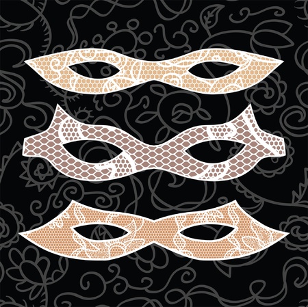 Carnival lacy mask setのイラスト素材