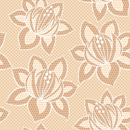 Lace seamless pattern with flowers on mesh backgroundのイラスト素材