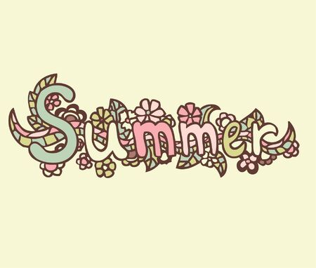 Hand drawn vector doodle label with flowers.のイラスト素材