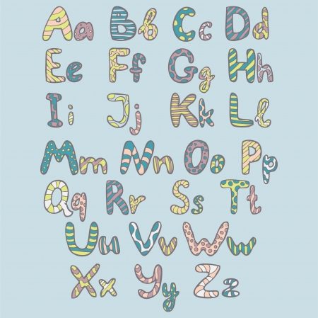 Funny alphabet. Vector illustration.のイラスト素材