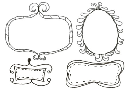 Hand drawn felp-tip pen frames. Vector illustration.のイラスト素材