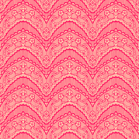 Rerd lace seamless pattern with flowers on beige backgroundのイラスト素材