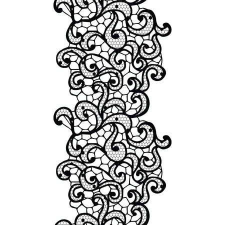 Black lacy vintage elegant trim. Vector illustration.のイラスト素材