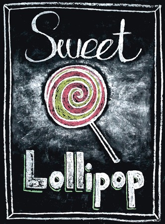 Chalk on board. Lollipop. Vector illustration.のイラスト素材