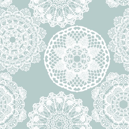 Lace white seamless mesh pattern.のイラスト素材