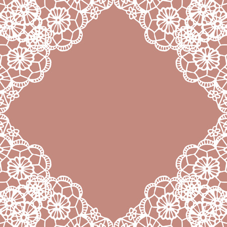Vector white lace vintage frame. Vector illustration.のイラスト素材
