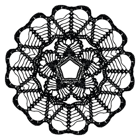 Black crochet doily. Vector illustration. May be used for digital scrapbooking.のイラスト素材
