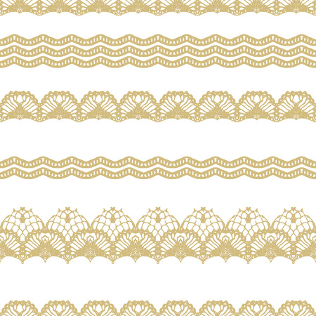 White and gold lace seamless stripes pattern. Vector illustration.のイラスト素材