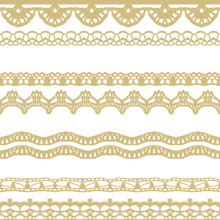White and gold lace seamless stripes pattern. Vector illustration.のイラスト素材