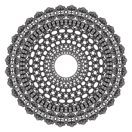 Black crochet doily. Vector illustration. May be used for digital scrapbooking.のイラスト素材