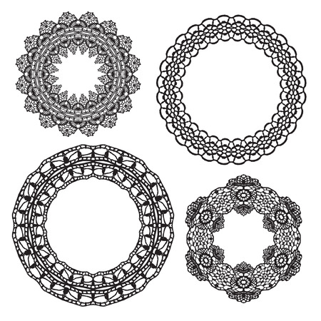 Set of crochet lacy frames. Vector illustration. Big collection.のイラスト素材