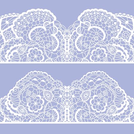 White lacy vintage elegant trim. Vector illustration.のイラスト素材