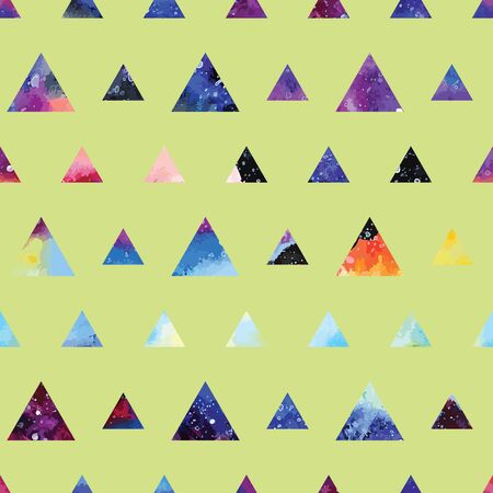 Galaxy seamless pattern with triangles and geometric shapes. Vector trendy illustration.のイラスト素材