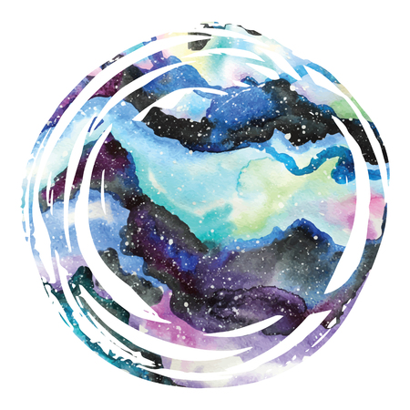 Watercolor galaxy background. Watercolor galaxy illustration. Vector trendy modern illustration.のイラスト素材