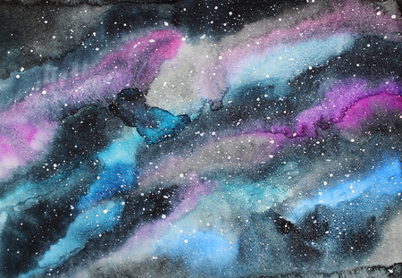 Watercolor galaxy illustration. Raster trendy modern illustration.の写真素材