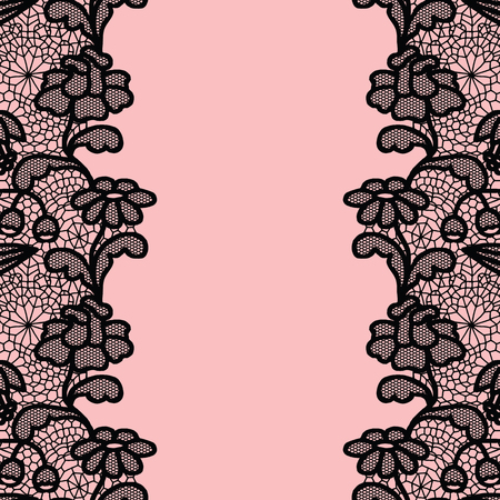 Seamless lace border. Vector illustration. White lacy vintage elegant trim.のイラスト素材