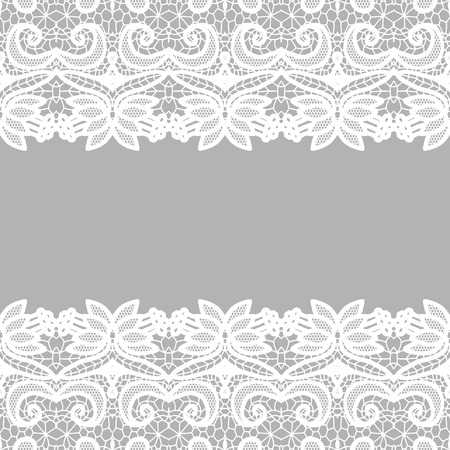 Lace border. Vector illustration. White lacy vintage elegant trim.のイラスト素材