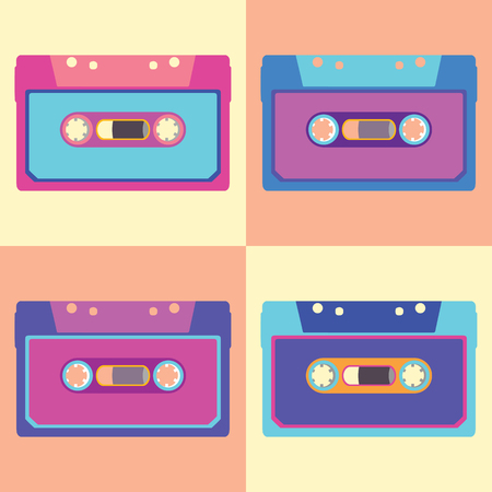 Retro cassette in flat style. Vector illustration.のイラスト素材