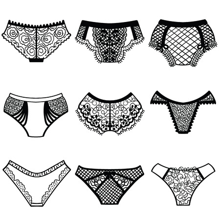 Collection of lingerie. Panty set. Vector illustrationsのイラスト素材