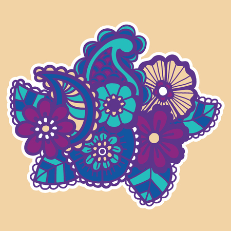 Mehndi design. Floral abstract pattern. Vector illustrationのイラスト素材
