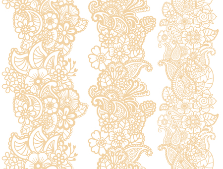 Mehndi ribbons. Paisley design. Collcstion of ornaments. Vector illustrationのイラスト素材
