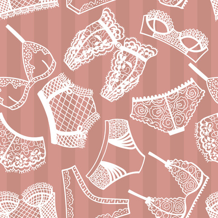 Lingerie panty and bra seamless pattern. Vector illustration.のイラスト素材