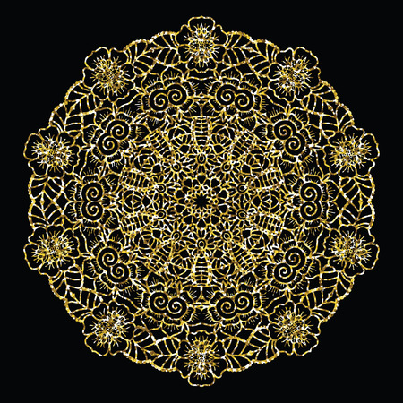 Round golden mandala.のイラスト素材
