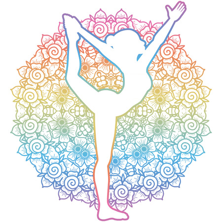 Women silhouette. Lord of the dance yoga pose. Natarajasanaのイラスト素材