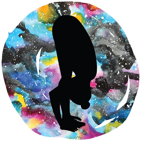 Women silhouette. Uttanasana, forward fold yoga pose.のイラスト素材