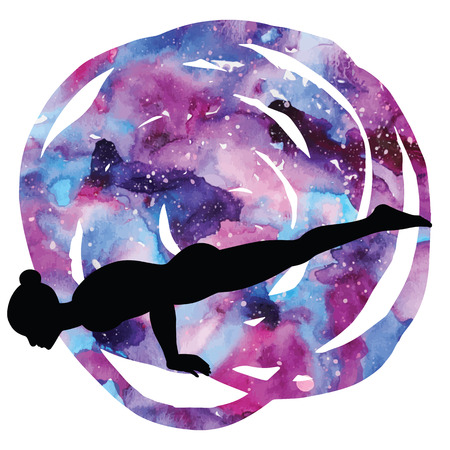 Women silhouette. Peacock yoga pose. Mayurasanaのイラスト素材