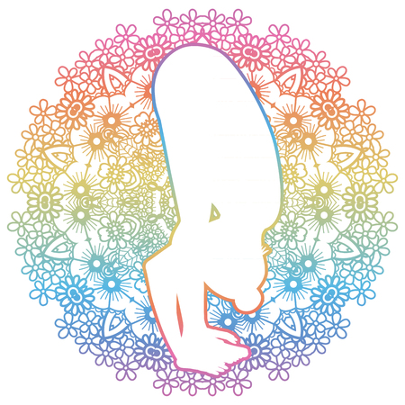 Women silhouette. Uttanasana, forward fold yoga pose.のイラスト素材