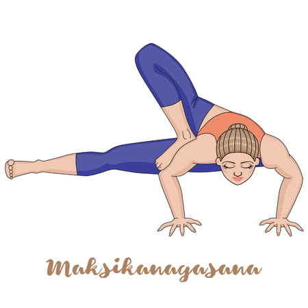 Women silhouette. Dragonfly yoga pose. Maksikanagasanaのイラスト素材
