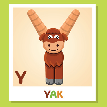 Y is for Yak cute funny illustrationのイラスト素材