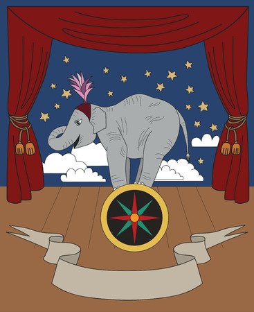 Vintage circus illustrations collection. elephant Vector illustration.のイラスト素材