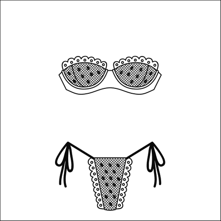 Hand drawn lingerie of Panty and bra set.のイラスト素材