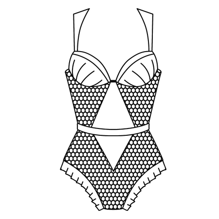 Body, Lacy lingerie illustration on white background.のイラスト素材