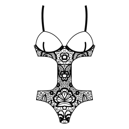 Body, Lacy lingerie illustration on white background.のイラスト素材