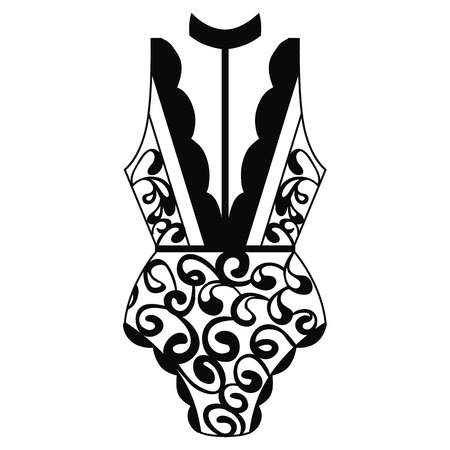 Body, Lacy lingerie illustration on white background.のイラスト素材