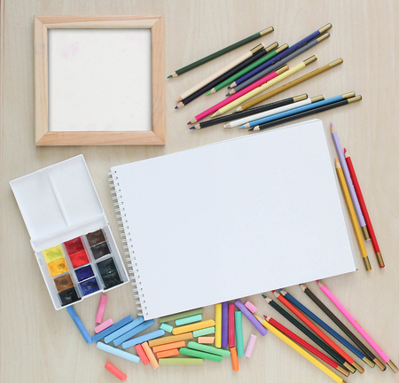 Notebook on a tableの写真素材