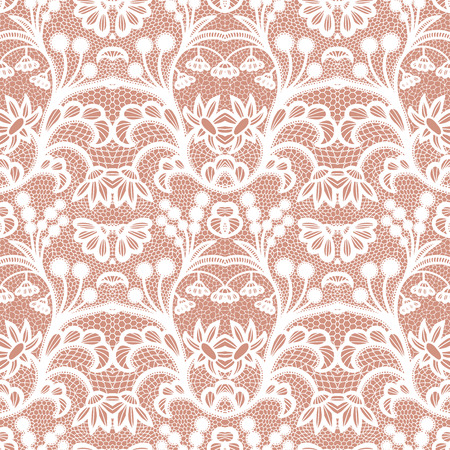 Lace black seamless pattern with flowers on white backgroundのイラスト素材